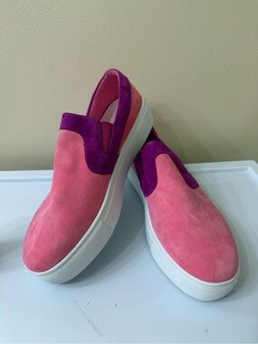 Charlotte Stone 9 Color Block Suede Slip On Sneaker Designer Casual Comfy Preppy
